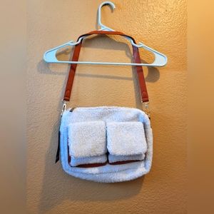 Nasty Gal white and brown faux fur purse